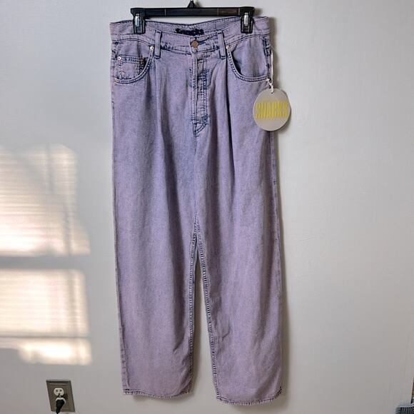 NEW Snacks by Mother The Pleated Fun Dip Puddle jeans in Silver Pink, 27 - Picture 3 of 13
